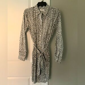 NWOT UNTUCKit Black and White Leopard Print Long Sleeve Dress